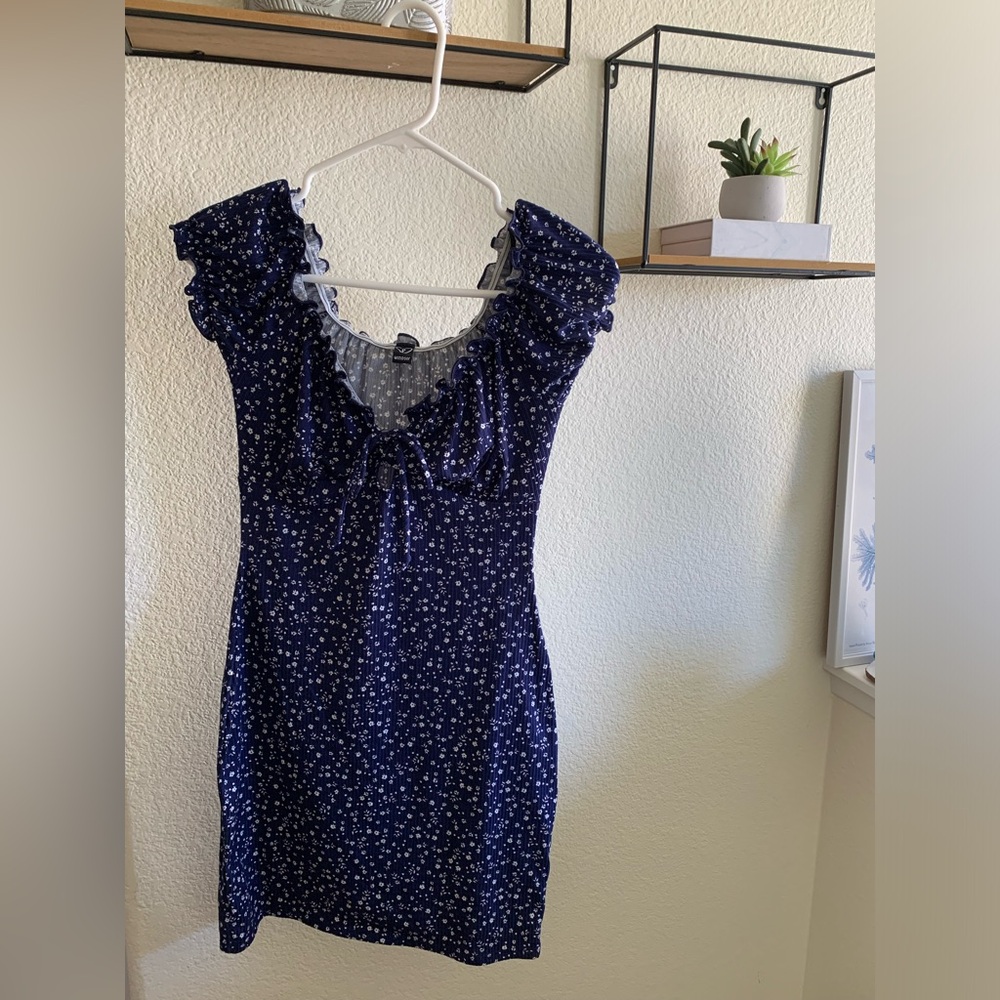 Windsor Blue and White Babydoll Mini Dress